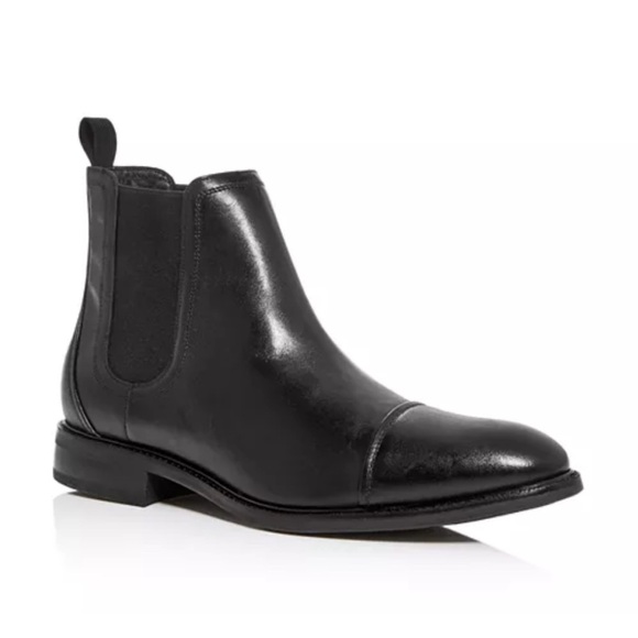 Cole Haan Men's Black Conway Waterproof Leather Cap-Toe Chelsea Boots Size 10.5 - Picture 1 of 9